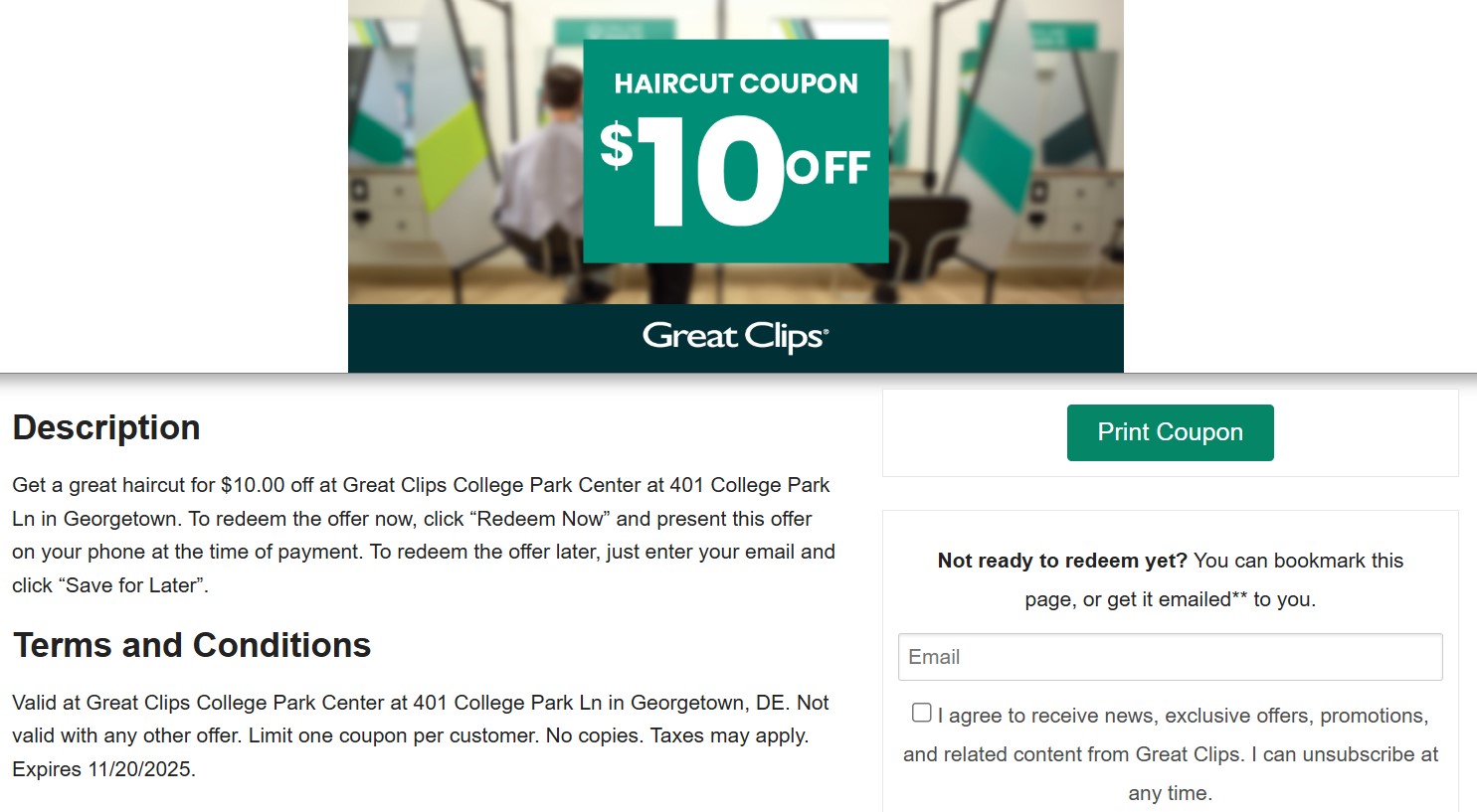 $10 Off Great Clips Coupons
